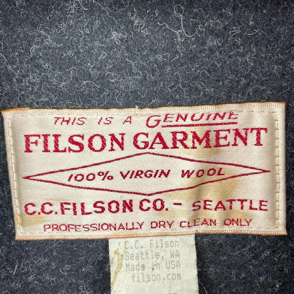Vintage CC Filson Wool Double Packer Mackinaw Mens 42 Charcoal Excellent c151 - Picture 2 of 10